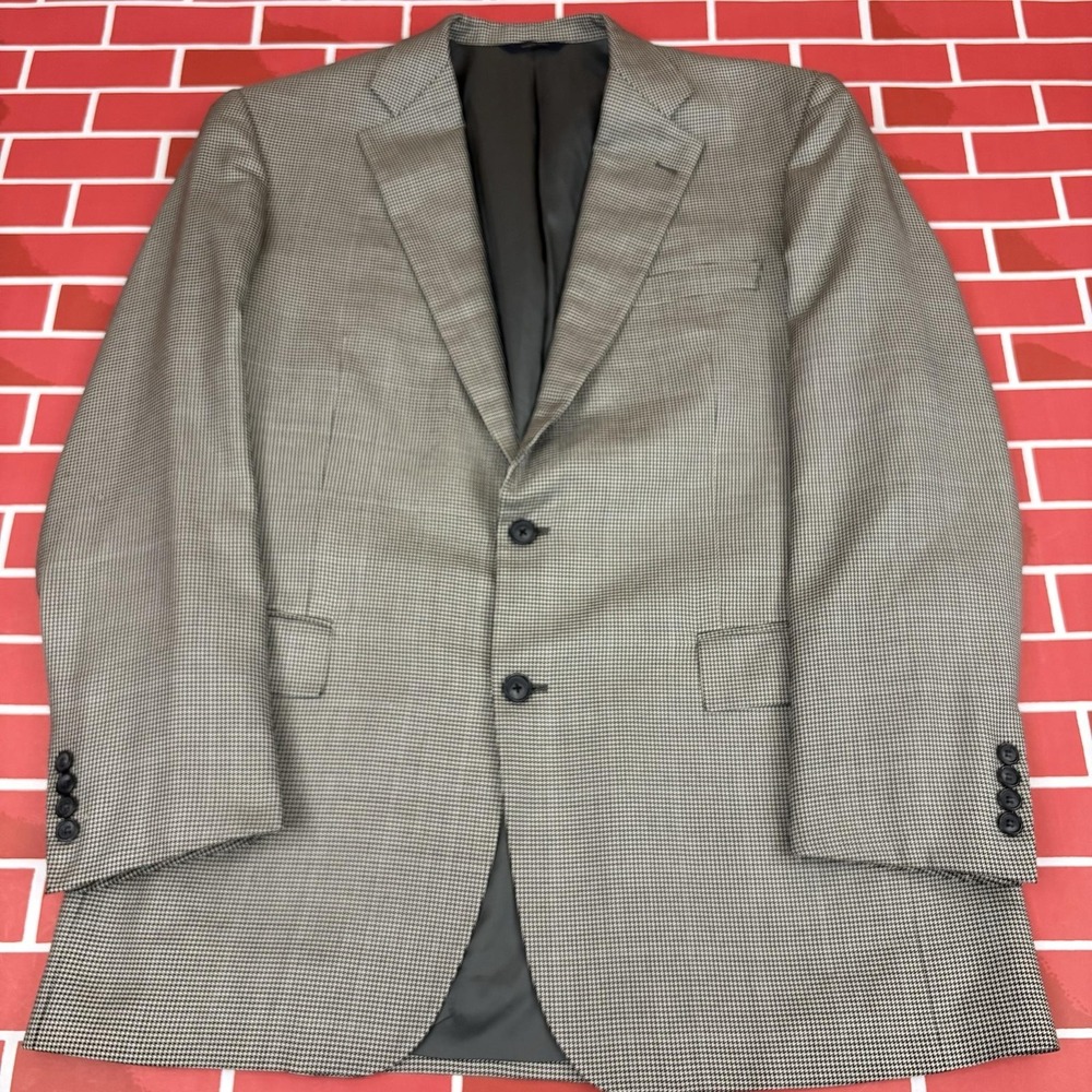 Brooks Brothers Blazer Sport Coat Mens 42L Gray Check Silk Wool 1818 Madison
